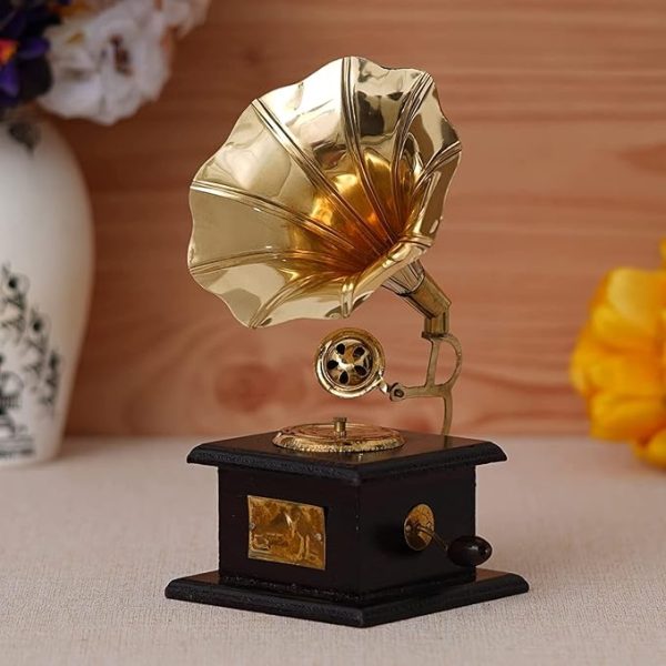 Premium Sparkle Square Gramophone Showpiece - 23 cm  (Black, Gold)