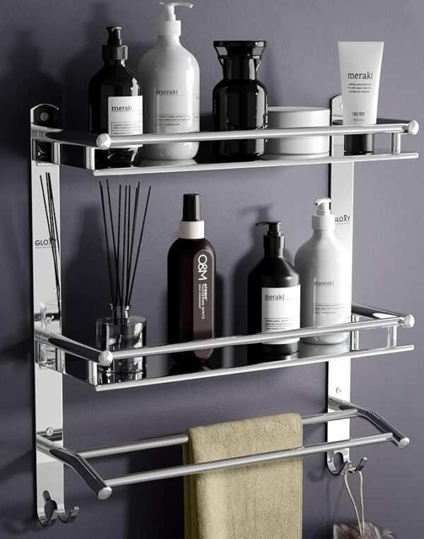 Bathroom Shelves for Optimal Storage, with Sleek Chrome Finish Durable Bathroom Accessories and Fittings