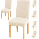 Elastic Chair Cover Stretch Removable Washable Short Jacquard Dining Chair Cover Protector Seat Slipcover